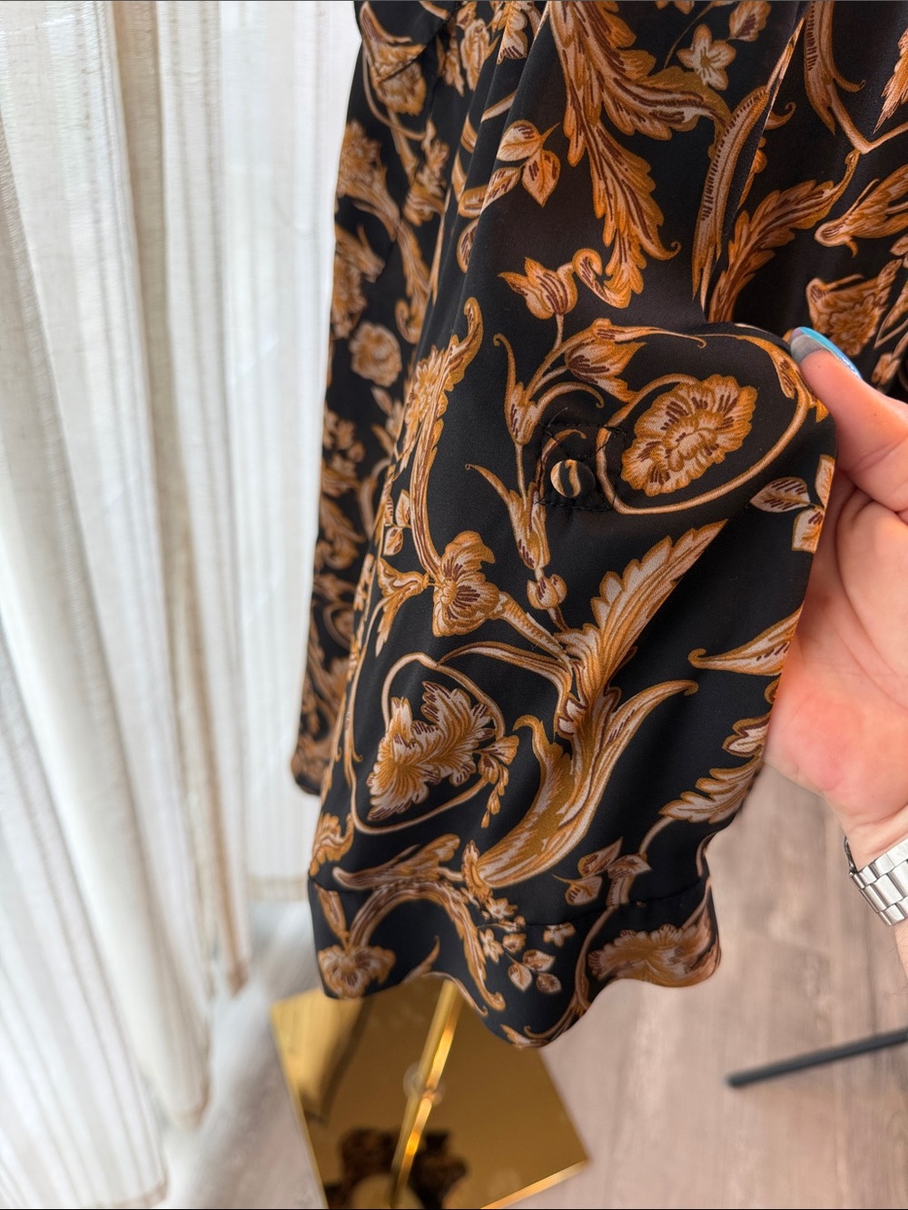torrid Black Blouse with Mustard Floral Scroll Print - Picture 7 of 7
